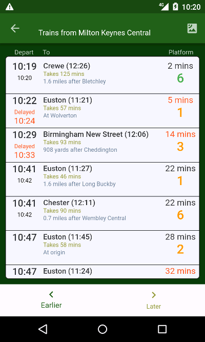 Departure Board Screenshot